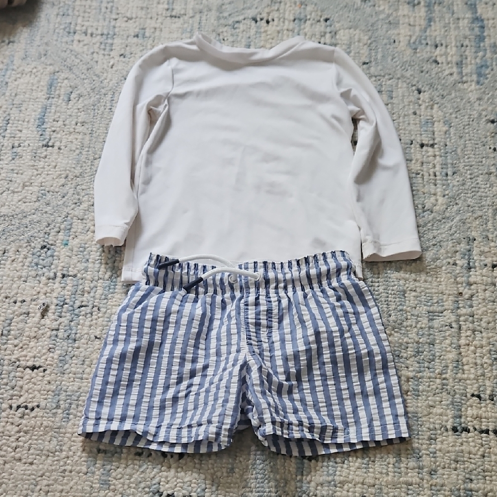 Cat & Jack White and Blue Kids Matching Swim Set